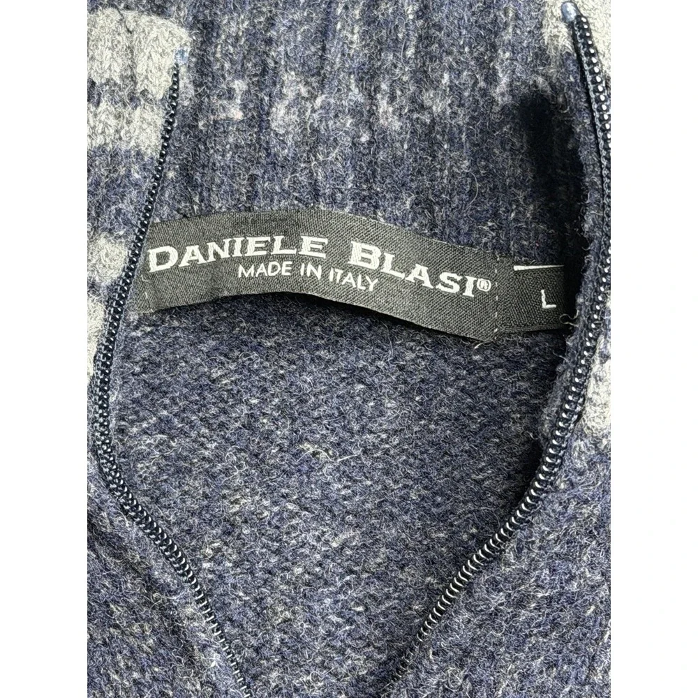 Daniele Blasi Sweater Mens Large Navy Blue Wool Blend 1/4 Zip Made In Italy